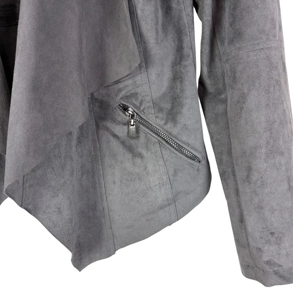 Market & Spruce Grey Faux Suede Drape Front Jacket Women's Small‎ SFJ7648